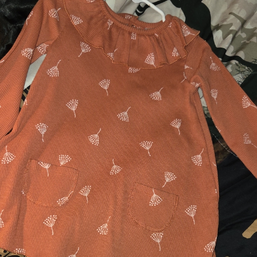 Adorable Kids Casual Dress - Rust Orange